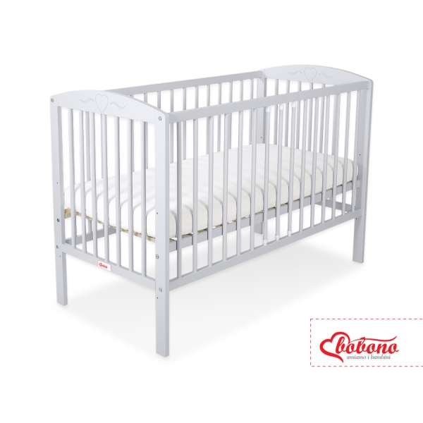 Lit Bébé à Barreaux 60x120 cm Gris Cœurs