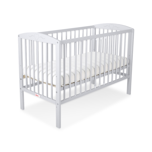 Lit Bébé à Barreaux 60x120 cm Gris Cœurs