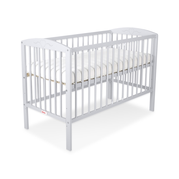 Lit Bébé à Barreaux 60x120 cm Gris Cœurs