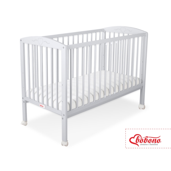 Lit Bébé à Barreaux 60x120 cm Gris Cœurs