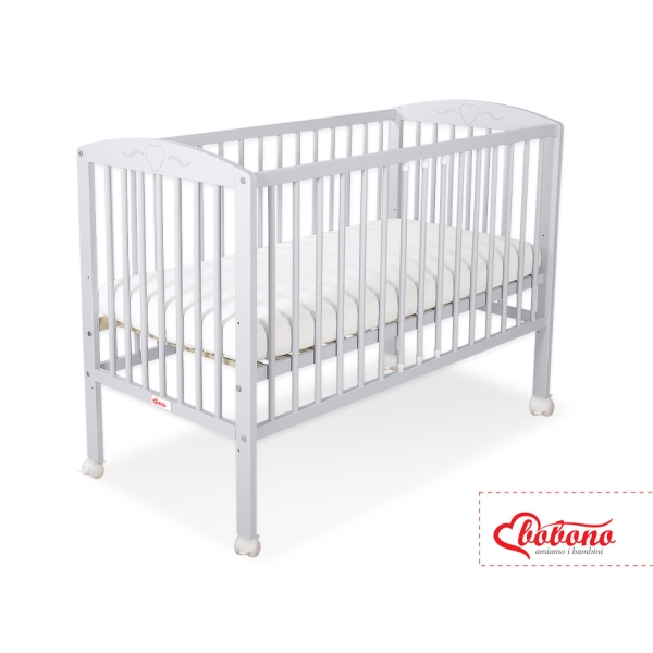 Lit Bébé à Barreaux 60x120 cm Gris Cœurs