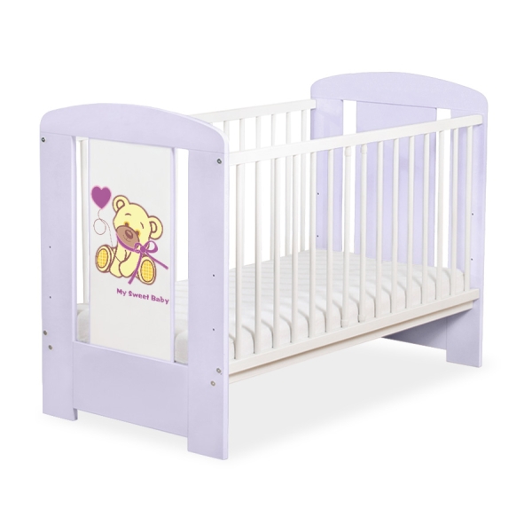 Lit Bébé à Barreaux 60x120 cm Lila Papillon