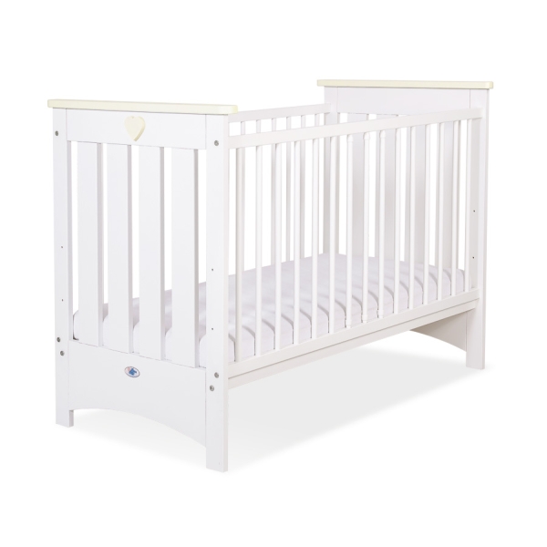 Lit Bébé a Barreaux 60x120 cm Lorenzo Crème Blanc