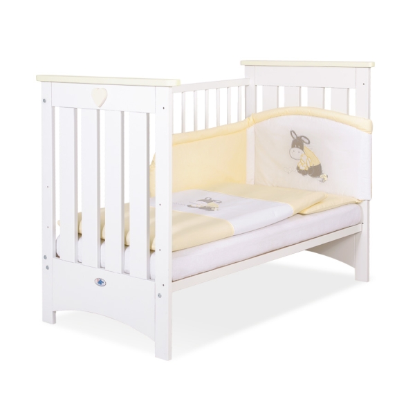 Lit Bébé a Barreaux 60x120 cm Lorenzo Crème Blanc