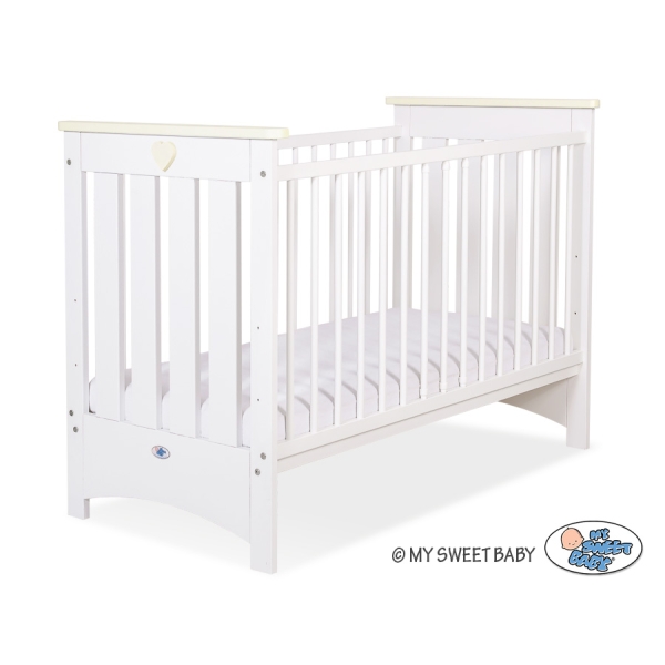 Lit Bébé a Barreaux 60x120 cm Lorenzo Crème Blanc