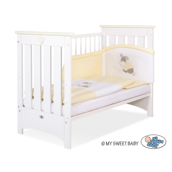 Lit Bébé a Barreaux 60x120 cm Lorenzo Crème Blanc
