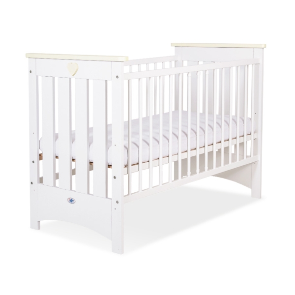 Lit Bébé a Barreaux 60x120 cm Lorenzo Crème Blanc