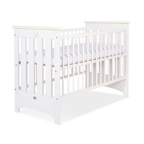 Lit Bébé a Barreaux 60x120 cm Lorenzo Crème Blanc