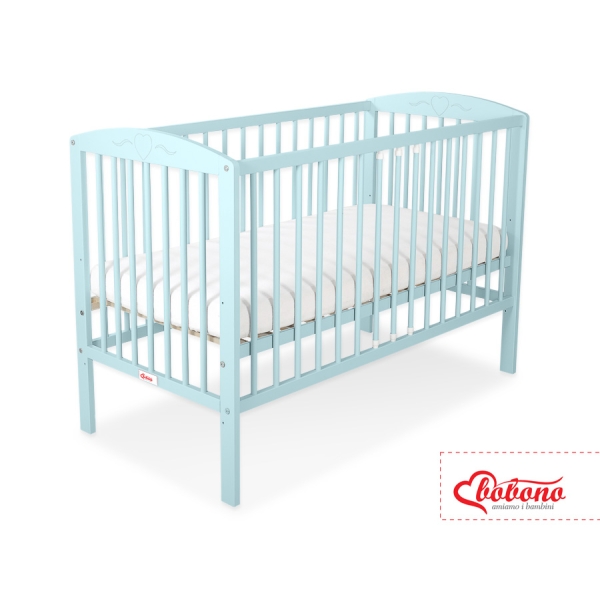 Lit Bebe a Barreaux 60x120 cm Menthe Cœurs