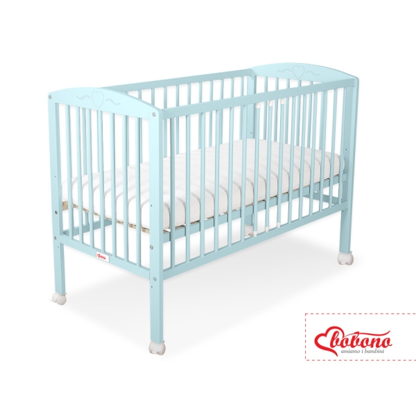 Lit Bebe a Barreaux 60x120 cm Menthe Cœurs