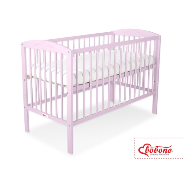 Lit Bebe a Barreaux 60x120 cm Rose Cœurs