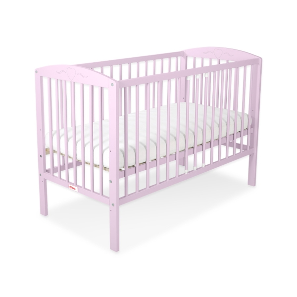 Lit Bebe a Barreaux 60x120 cm Rose Cœurs