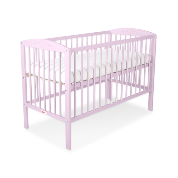 Lit Bebe a Barreaux 60x120 cm Rose Cœurs