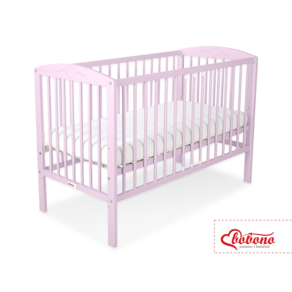 Lit Bebe a Barreaux 60x120 cm Rose Cœurs
