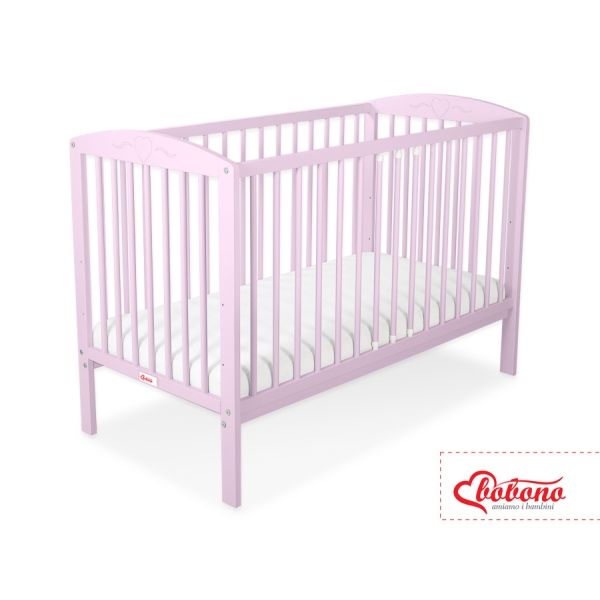 Lit Bebe a Barreaux 60x120 cm Rose Cœurs