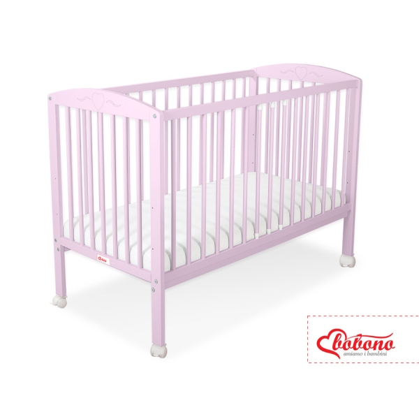 Lit Bebe a Barreaux 60x120 cm Rose Cœurs
