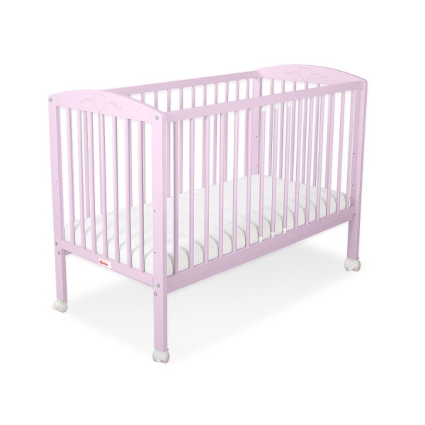Lit Bebe a Barreaux 60x120 cm Rose Cœurs