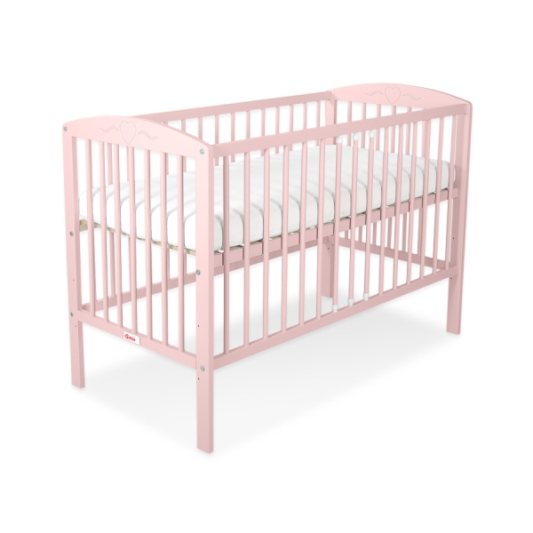 Lit Bebe a Barreaux 60x120 cm Rose Poudré Cœurs