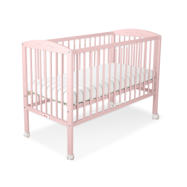 Lit Bebe a Barreaux 60x120 cm Rose Poudré Cœurs
