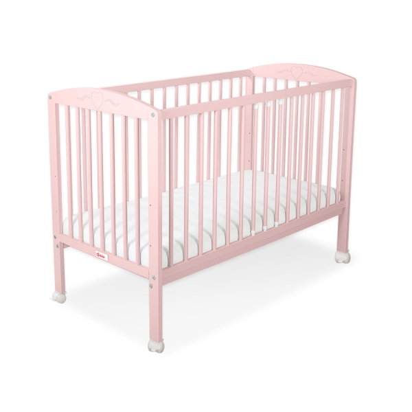 Lit Bebe a Barreaux 60x120 cm Rose Poudré Cœurs