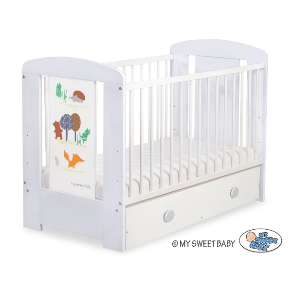 Lit Bébé à Barreaux avec Tiroir 120x60 cm Maxi Forêt