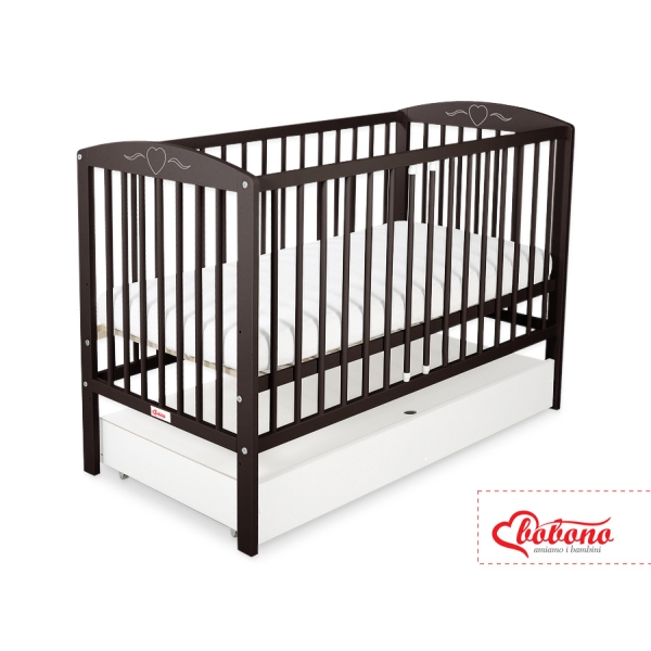 Lit Bébé à Barreaux avec Tiroir 120x60 cm Standard Cœurs