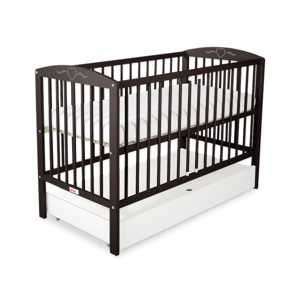 Lit Bébé à Barreaux avec Tiroir 120x60 cm Standard Cœurs