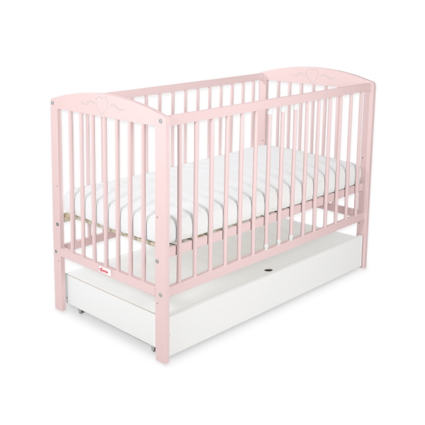 Lit Bébé à Barreaux avec Tiroir 120x60 cm Standard Cœurs