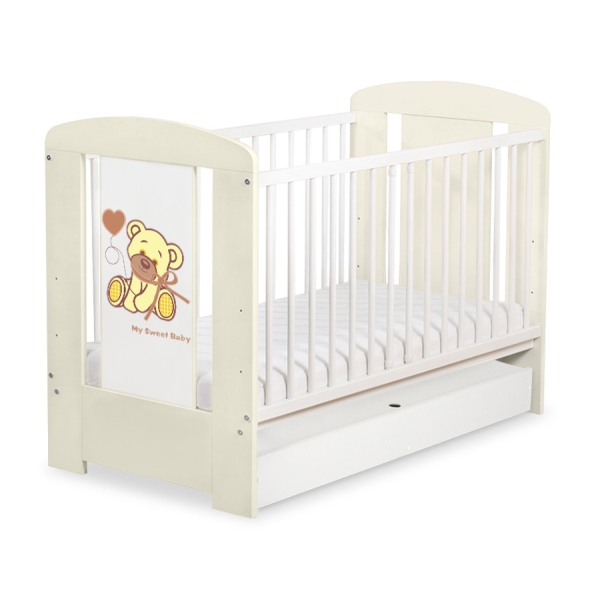 Lit Bébé à Barreaux avec Tiroir 120x60 cm Standard Crème Papillon