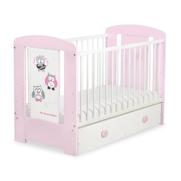 Lit Bébé à Barreaux avec Tiroir 60x120 cm Maxi Hiboux