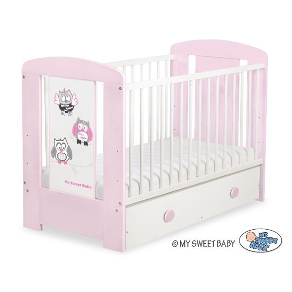 Lit Bébé à Barreaux avec Tiroir 60x120 cm Maxi Hiboux