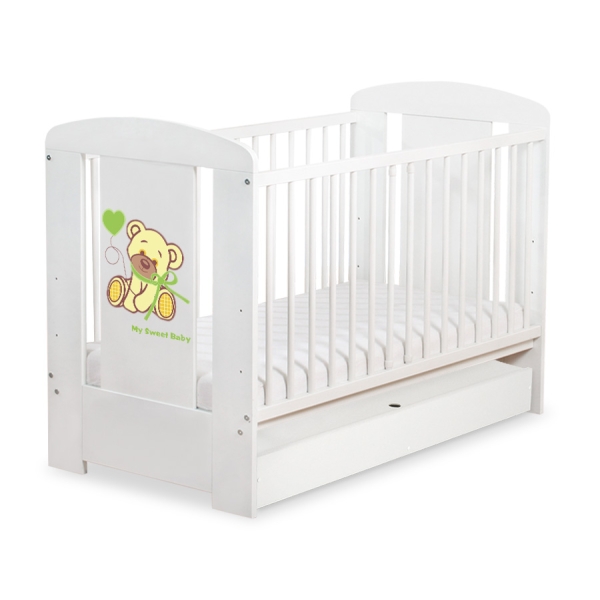 Lit Bébé à Barreaux avec Tiroir 60x120 cm Standard Crème Papillon