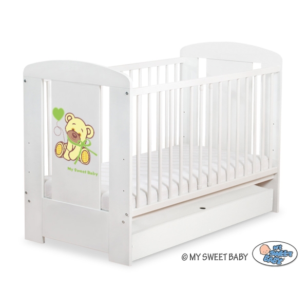 Lit Bébé à Barreaux avec Tiroir 60x120 cm Standard Crème Papillon