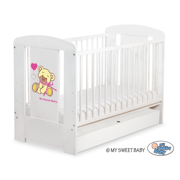 Lit Bébé à Barreaux avec Tiroir 60x120 cm Standard Crème Papillon
