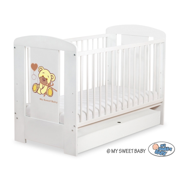 Lit Bébé à Barreaux avec Tiroir 60x120 cm Standard Crème Papillon