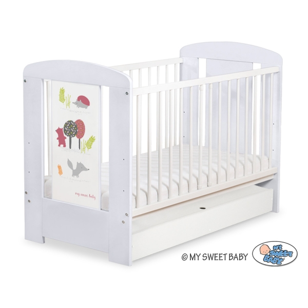 Lit Bébé à Barreaux avec Tiroir 60x120 cm Standard Forêt