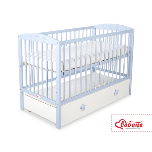 Lit Bébé à Barreaux avec Tiroir Maxi Blanc étoiles