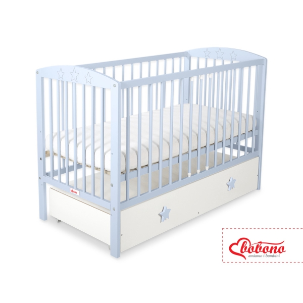 Lit Bébé à Barreaux avec Tiroir Maxi Blanc étoiles