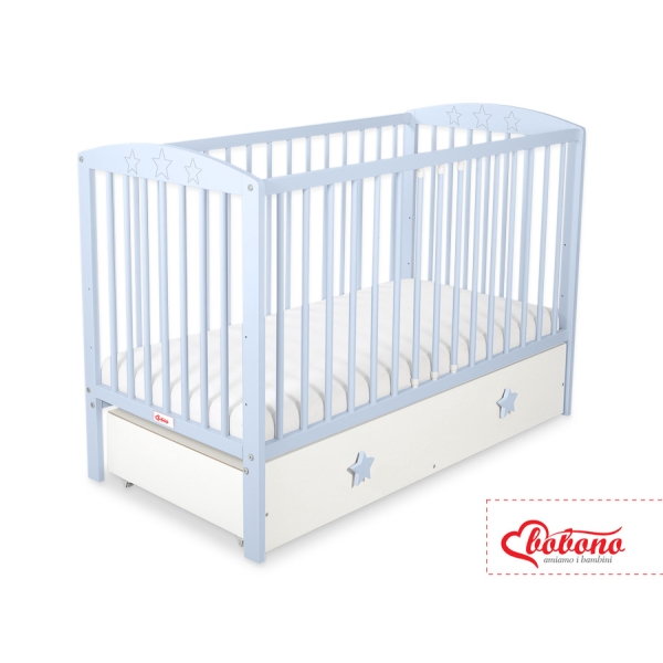 Lit Bébé à Barreaux avec Tiroir Maxi Blanc étoiles