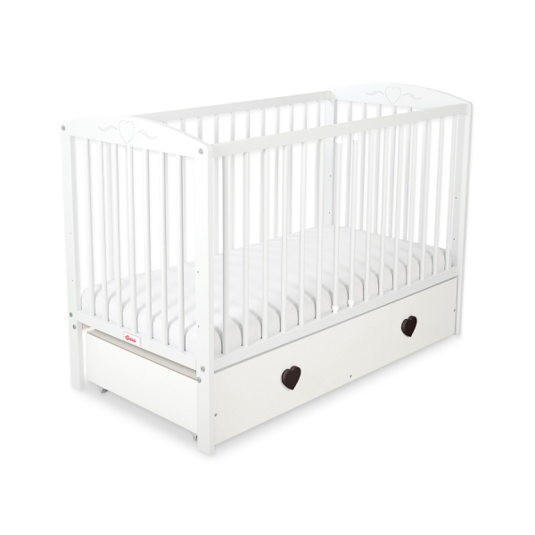 Lit Bébé à Barreaux avec Tiroir Maxi Cœurs
