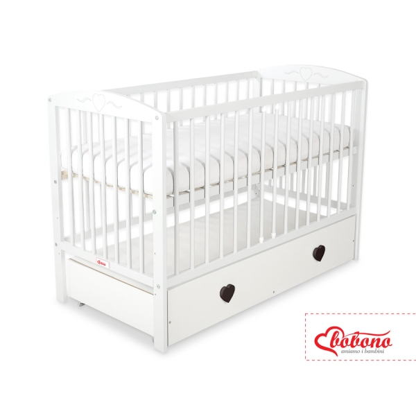 Lit Bébé à Barreaux avec Tiroir Maxi Cœurs