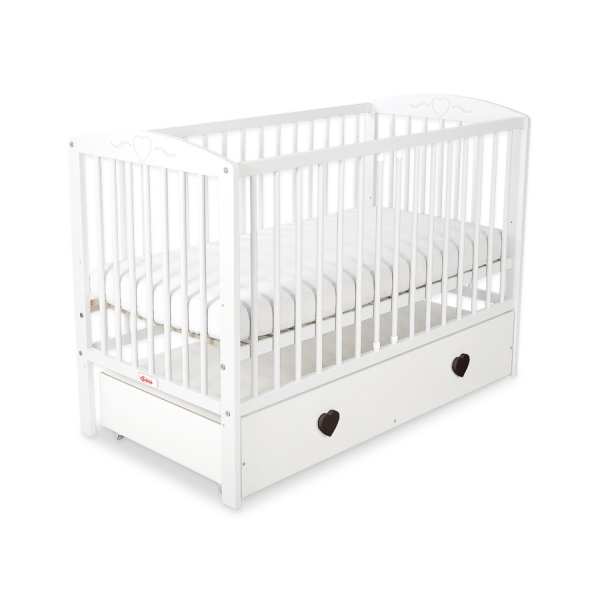 Lit Bébé à Barreaux avec Tiroir Maxi Cœurs