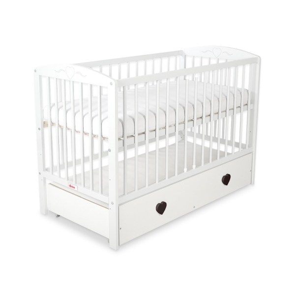 Lit Bébé à Barreaux avec Tiroir Maxi Cœurs