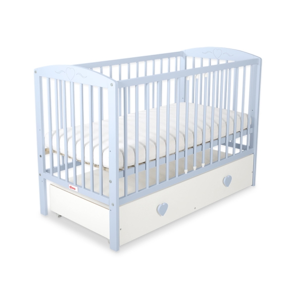 Lit Bébé à Barreaux avec Tiroir Maxi Cœurs