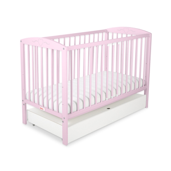 Lit Bébé à Barreaux avec Tiroir Standard Cœurs