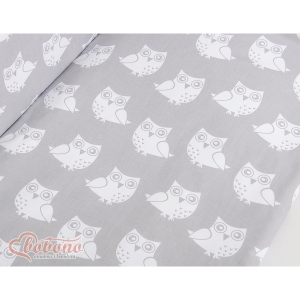 Lit Cododo avec Ciel Matelas et Linge Complet Gris Hiboux