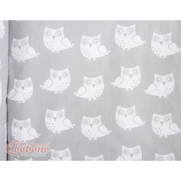Lit Cododo avec Ciel Matelas et Linge Complet Gris Hiboux