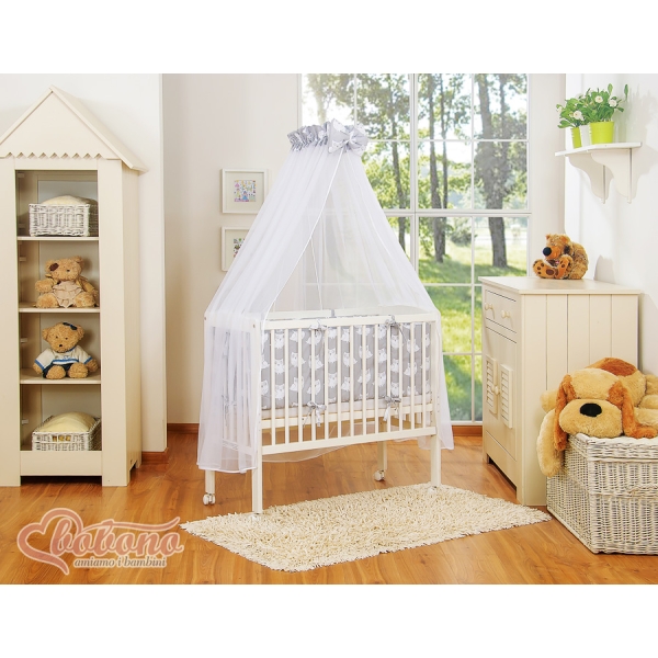 Lit Cododo avec Ciel Matelas et Linge Complet Gris Hiboux
