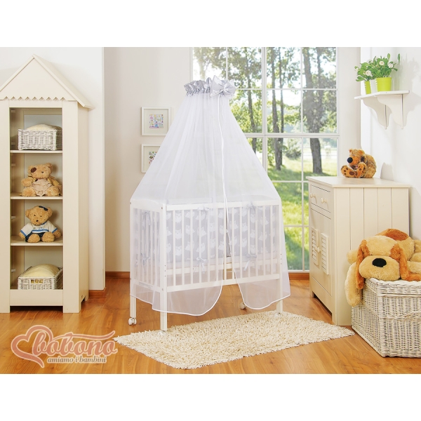 Lit Cododo avec Ciel Matelas et Linge Complet Gris Hiboux