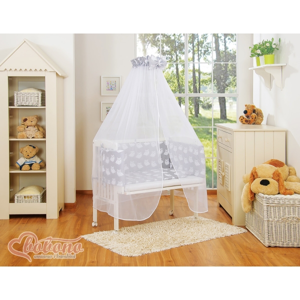 Lit Cododo avec Ciel Matelas et Linge Complet Gris Hiboux
